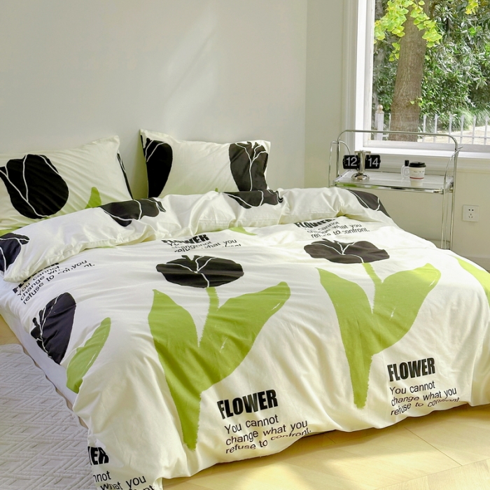 91家纺网 家纺一手货源 找家纺 蓝邻 2023新款全棉印花花卉系列四件套 沁蕊