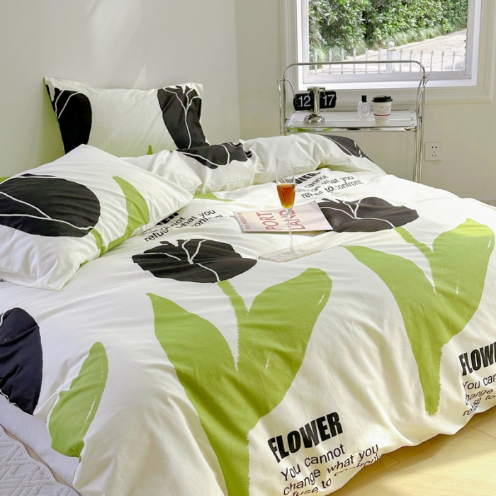 91家纺网 家纺一手货源 找家纺 蓝邻 2023新款全棉印花花卉系列四件套 沁蕊