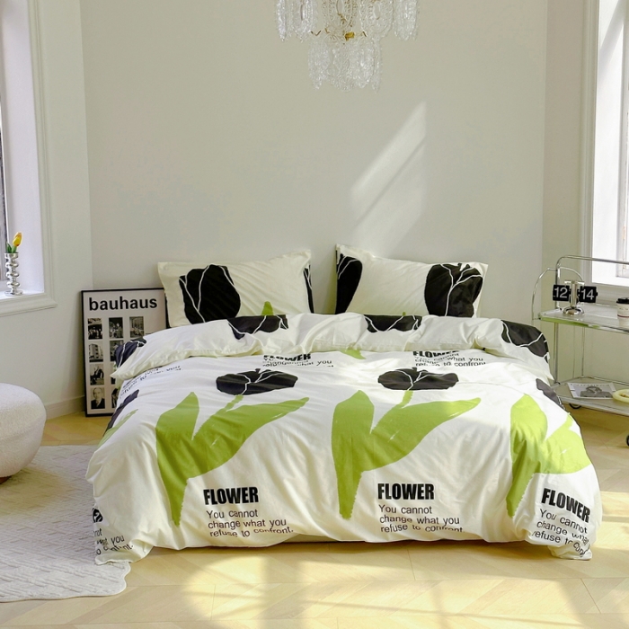 91家纺网 家纺一手货源 找家纺 蓝邻 2023新款全棉印花花卉系列四件套 沁蕊