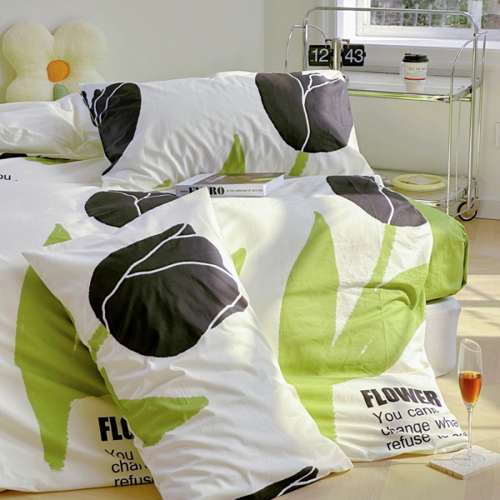 91家纺网 家纺一手货源 找家纺 蓝邻 2023新款全棉印花花卉系列四件套 沁蕊