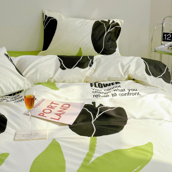 91家纺网 家纺一手货源 找家纺 蓝邻 2023新款全棉印花花卉系列四件套 沁蕊