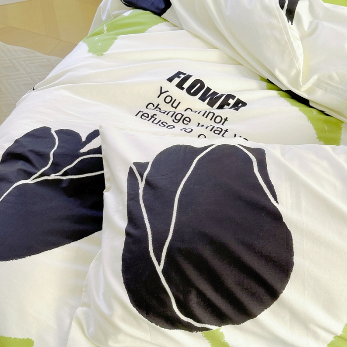 91家纺网 家纺一手货源 找家纺 蓝邻 2023新款全棉印花花卉系列四件套 沁蕊