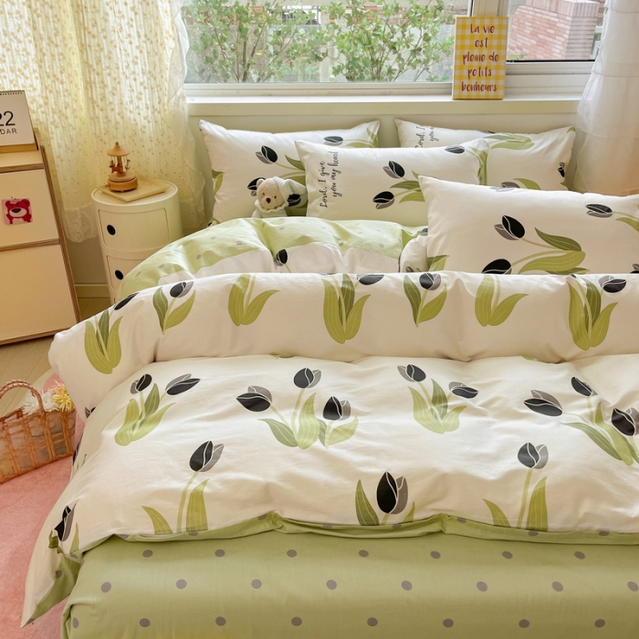 91家纺网 家纺一手货源 找家纺 蓝邻 2023新款全棉印花花卉系列四件套 郁香轻语