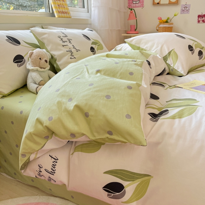 91家纺网 家纺一手货源 找家纺 蓝邻 2023新款全棉印花花卉系列四件套 郁香轻语