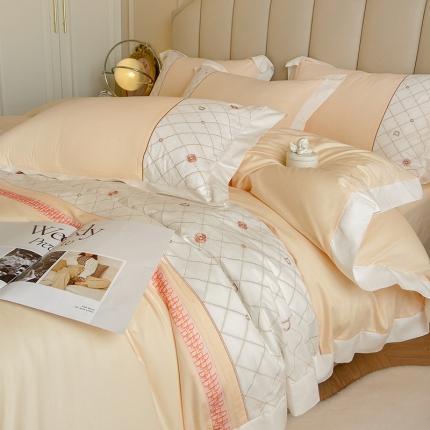 91家纺网 家纺一手货源 找家纺 绒世界绒世界 2025纯棉四季款春夏新品60s全棉刺绣绣花四件套 菲曼-香槟