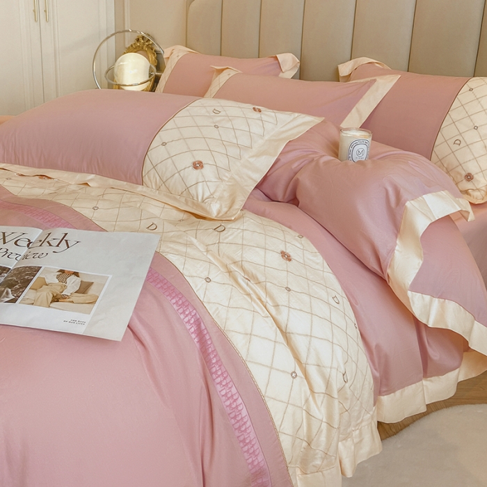 91家纺网 家纺一手货源 找家纺 绒世界绒世界 2025纯棉四季款春夏新品60s全棉刺绣绣花四件套 菲曼-香芋紫