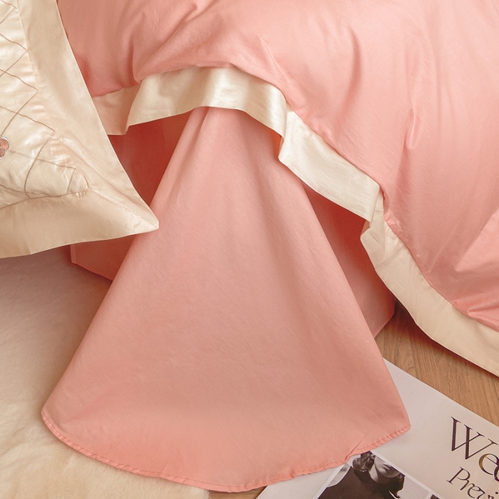 91家纺网 家纺一手货源 找家纺 绒世界绒世界 2025纯棉四季款春夏新品60s全棉刺绣绣花四件套 菲曼-樱花粉