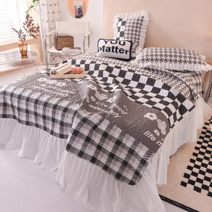 91家纺网 家纺一手货源 找家纺 （总）绒世界 2024新款水洗棉韩版夹棉床盖系列