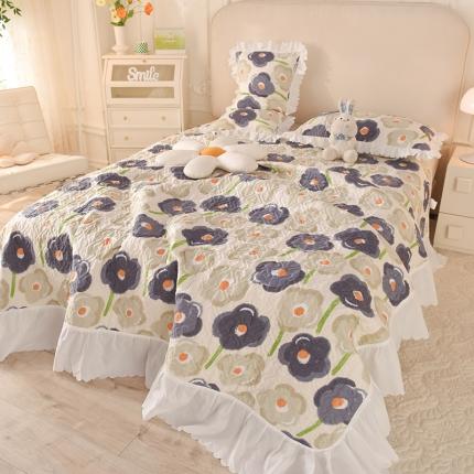 91家纺网 家纺一手货源 找家纺 绒世界 2024新款水洗棉韩版夹棉床盖系列 锦花缘