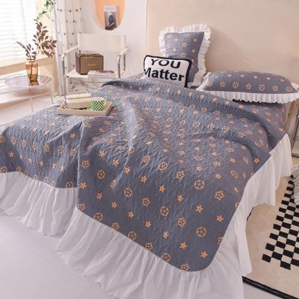 91家纺网 家纺一手货源 找家纺 绒世界 2024新款水洗棉韩版夹棉床盖系列 凯西