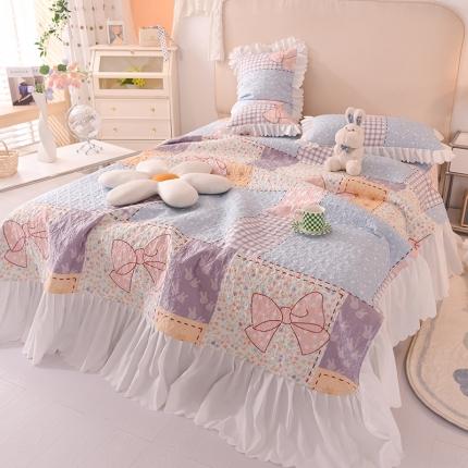 91家纺网 家纺一手货源 找家纺 绒世界 2024新款水洗棉韩版夹棉床盖系列 莫奈花园