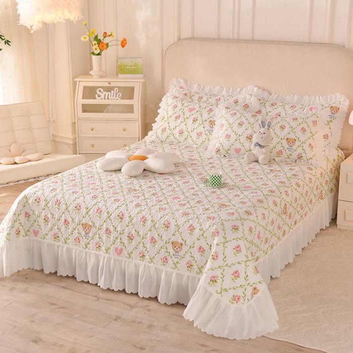 91家纺网 家纺一手货源 找家纺 （总）绒世界 2024新款水洗棉韩版夹棉床盖系列