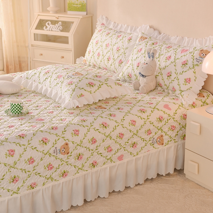 91家纺网 家纺一手货源 找家纺 （总）绒世界 2024新款水洗棉韩版夹棉床盖系列