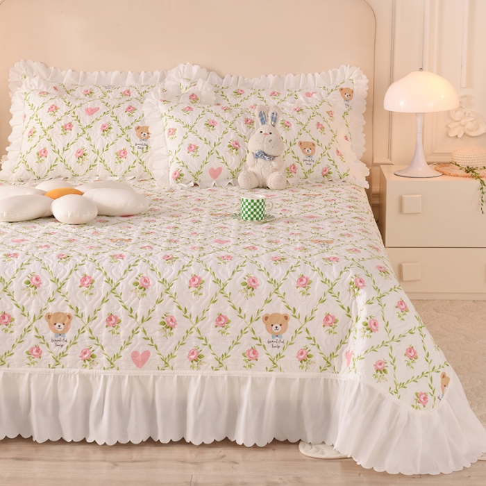 91家纺网 家纺一手货源 找家纺 （总）绒世界 2024新款水洗棉韩版夹棉床盖系列