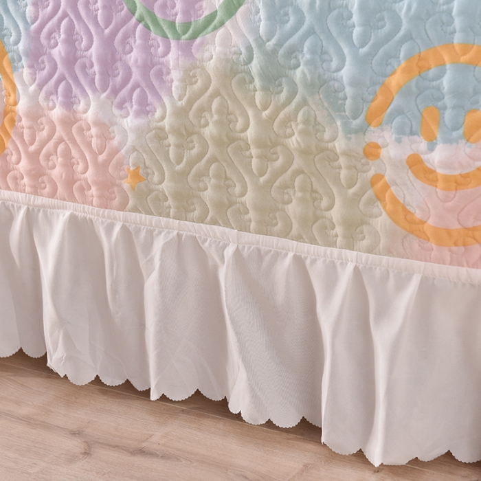 91家纺网 家纺一手货源 找家纺 绒世界 2024新款水洗棉韩版夹棉床盖系列 彩色调调