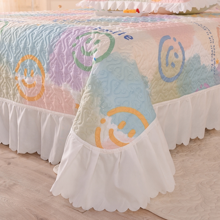 91家纺网 家纺一手货源 找家纺 绒世界 2024新款水洗棉韩版夹棉床盖系列 彩色调调