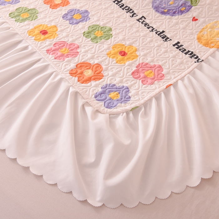 91家纺网 家纺一手货源 找家纺 绒世界 2024新款水洗棉韩版夹棉床盖系列 草莓园