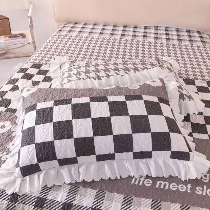 91家纺网 家纺一手货源 找家纺 绒世界 2024新款水洗棉韩版夹棉床盖系列 简韵