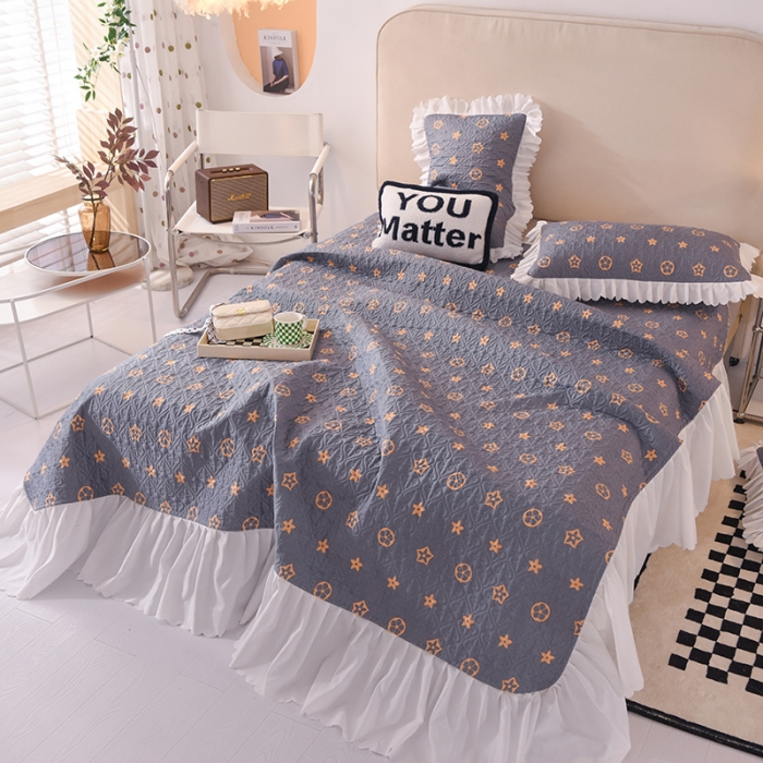 91家纺网 家纺一手货源 找家纺 绒世界 2024新款水洗棉韩版夹棉床盖系列 凯西