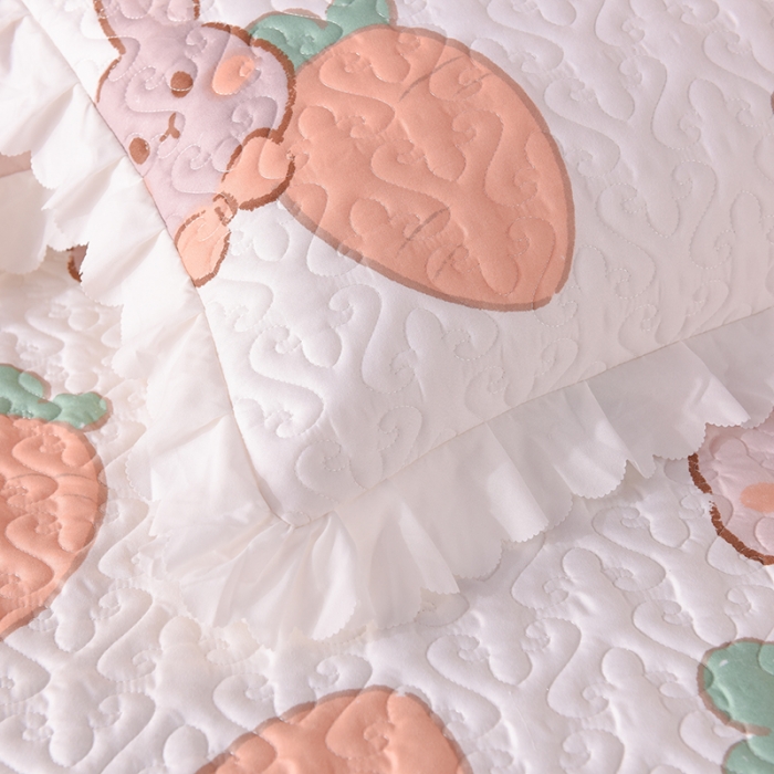 91家纺网 家纺一手货源 找家纺 绒世界 2024新款水洗棉韩版夹棉床盖系列 萝卜兔