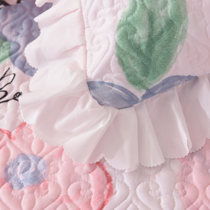 91家纺网 家纺一手货源 找家纺 绒世界 2024新款水洗棉韩版夹棉床盖系列 萌萌猫