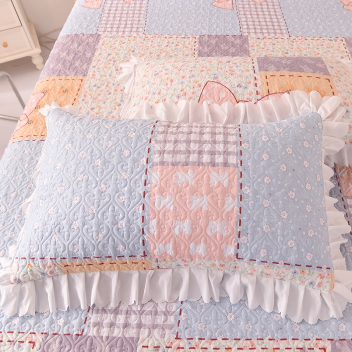 91家纺网 家纺一手货源 找家纺 绒世界 2024新款水洗棉韩版夹棉床盖系列 莫奈花园