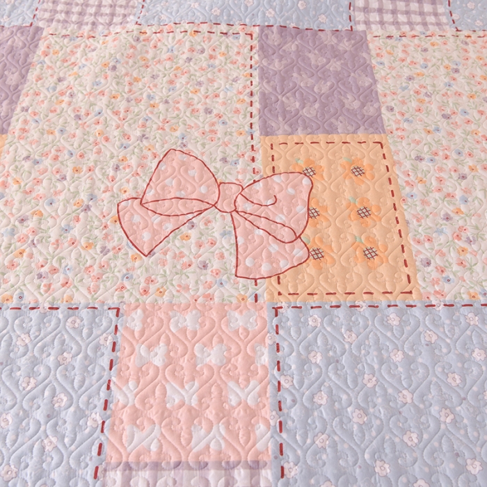 91家纺网 家纺一手货源 找家纺 绒世界 2024新款水洗棉韩版夹棉床盖系列 莫奈花园