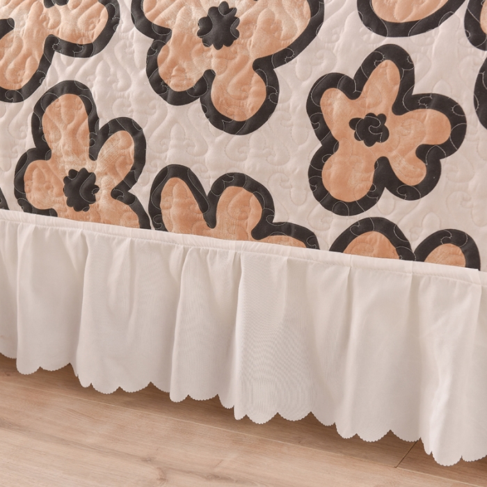 91家纺网 家纺一手货源 找家纺 绒世界 2024新款水洗棉韩版夹棉床盖系列 诗意花期