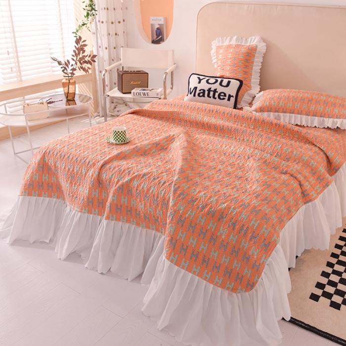 91家纺网 家纺一手货源 找家纺 绒世界 2024新款水洗棉韩版夹棉床盖系列 时空序曲