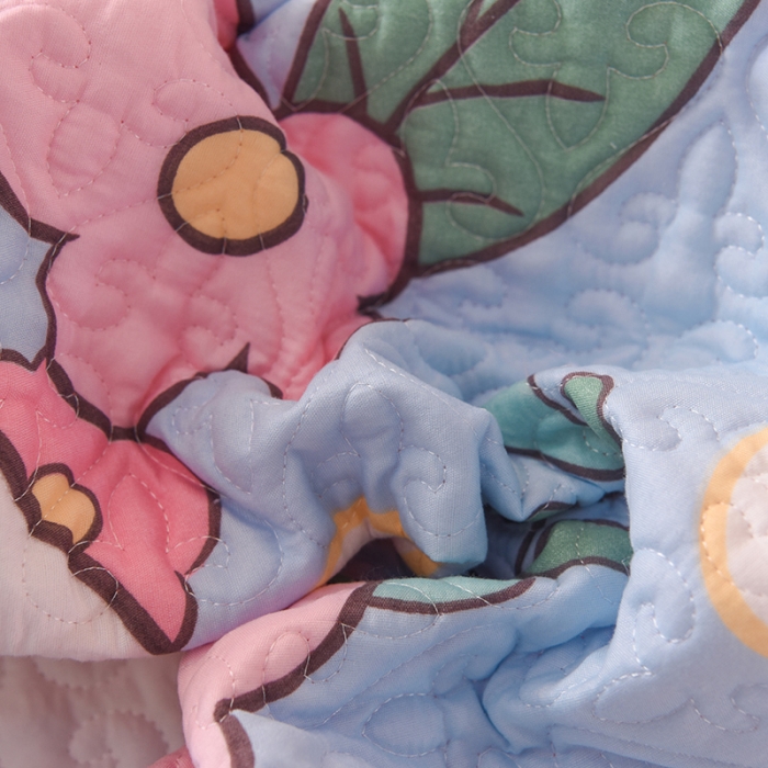 91家纺网 家纺一手货源 找家纺 绒世界 2024新款水洗棉韩版夹棉床盖系列 甜蜜兔