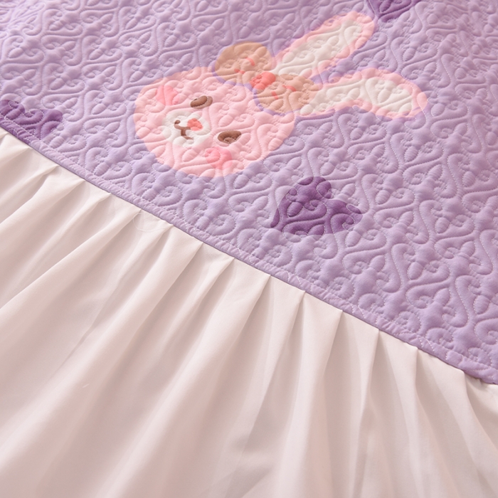 91家纺网 家纺一手货源 找家纺 绒世界 2024新款水洗棉韩版夹棉床盖系列 晚安兔