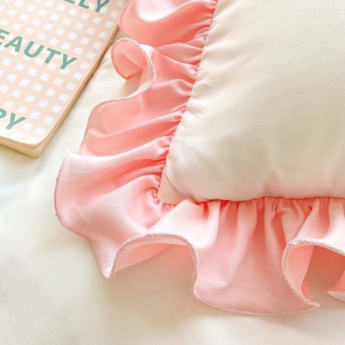 91家纺网 家纺一手货源 找家纺 富盛 2024新款水洗亲肤棉刺绣四件套公主风四件套-春暖花开 白粉