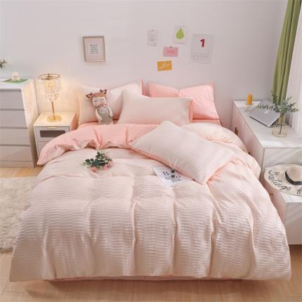 91家纺网 家纺一手货源 找家纺 （总）沐晴家纺 2023新款泡泡纱四件套,黑茶,嫩绿,牛油果绿,雾霾蓝,杏绿,樱花粉,白粉玉,黑灰,天空蓝