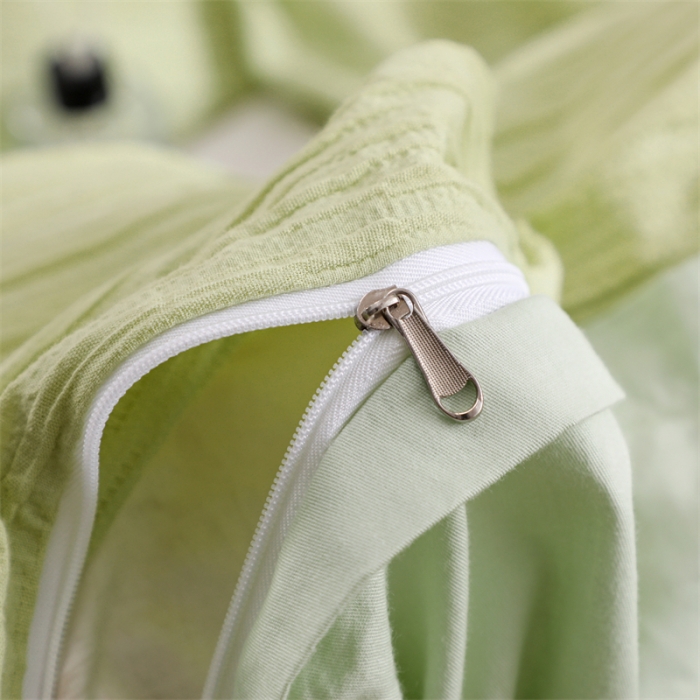 91家纺网 家纺一手货源 找家纺 沐晴家纺 2023新款泡泡纱四件套 嫩绿