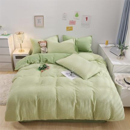 沐晴家纺 2023新款泡泡纱四件套 牛油果绿