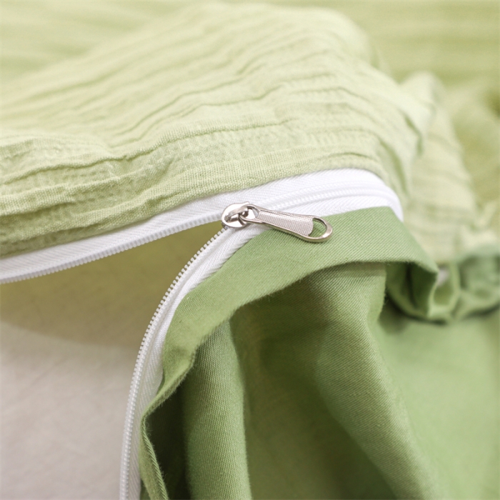 91家纺网 家纺一手货源 找家纺 沐晴家纺 2023新款泡泡纱四件套 牛油果绿