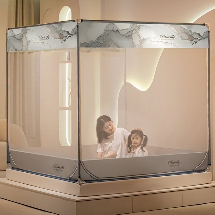 91家纺网 家纺一手货源 找家纺 （总）青竹苑 2023大版轻奢可拆洗冰丝凉席外穿三门床笠防摔蚊帐