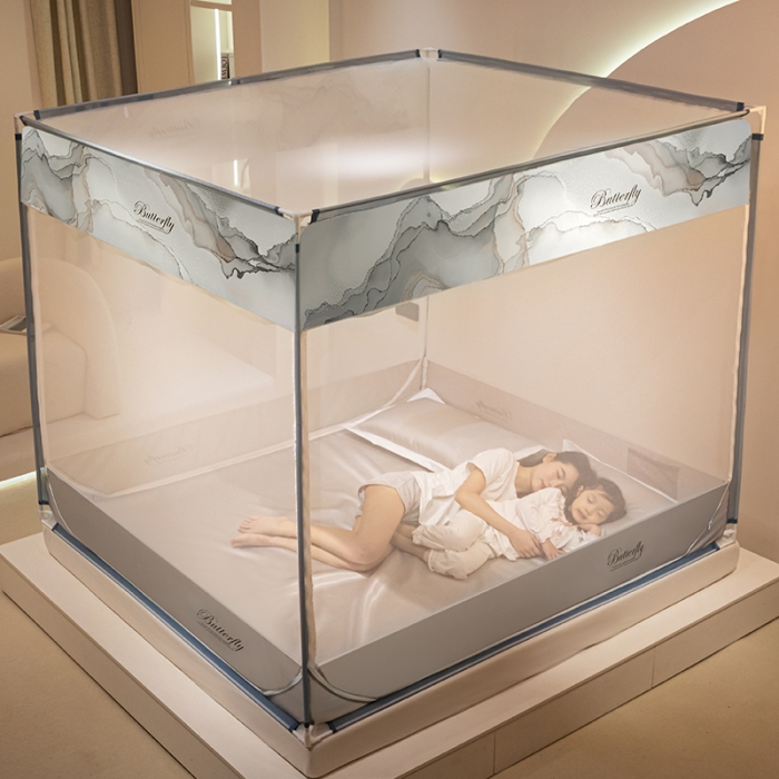 91家纺网 家纺一手货源 找家纺 （总）青竹苑 2023大版轻奢可拆洗冰丝凉席外穿三门床笠防摔蚊帐