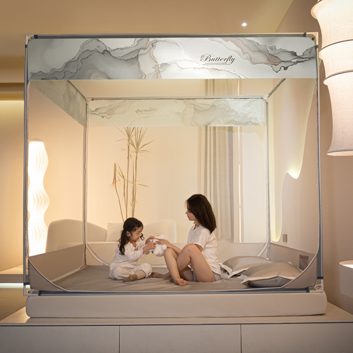 91家纺网 家纺一手货源 找家纺 （总）青竹苑 2023大版轻奢可拆洗冰丝凉席外穿三门床笠防摔蚊帐