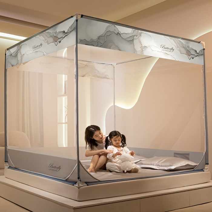 91家纺网 家纺一手货源 找家纺 （总）青竹苑 2023大版轻奢可拆洗冰丝凉席外穿三门床笠防摔蚊帐