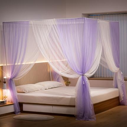 91家纺网 家纺一手货源 找家纺 青竹苑 2023双层拼色落地方帐铁艺烤漆宫廷蚊帐 云烟紫