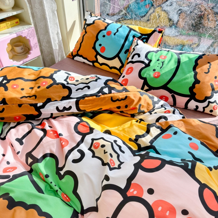 91家纺网 家纺一手货源 找家纺 花伞 2023直播新款40支高密全棉纯棉小清新四件套 宠物大会