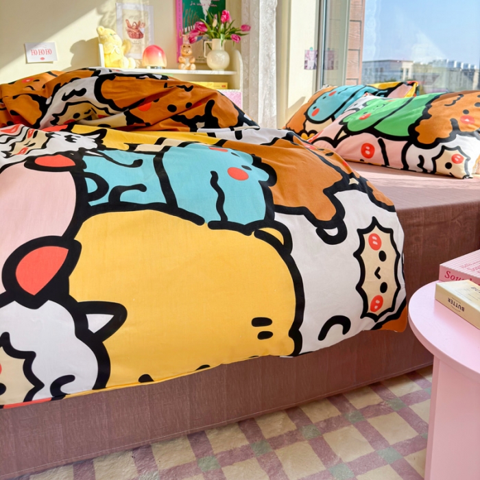 91家纺网 家纺一手货源 找家纺 花伞 2023直播新款40支高密全棉纯棉小清新四件套 宠物大会