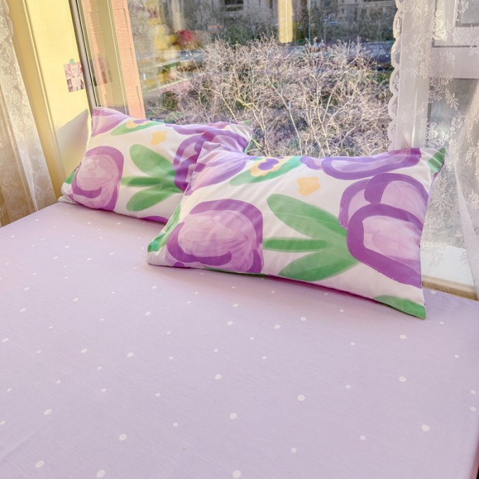 91家纺网 家纺一手货源 找家纺 花伞 2023直播新款40支高密全棉纯棉小清新四件套 浓情郁金香