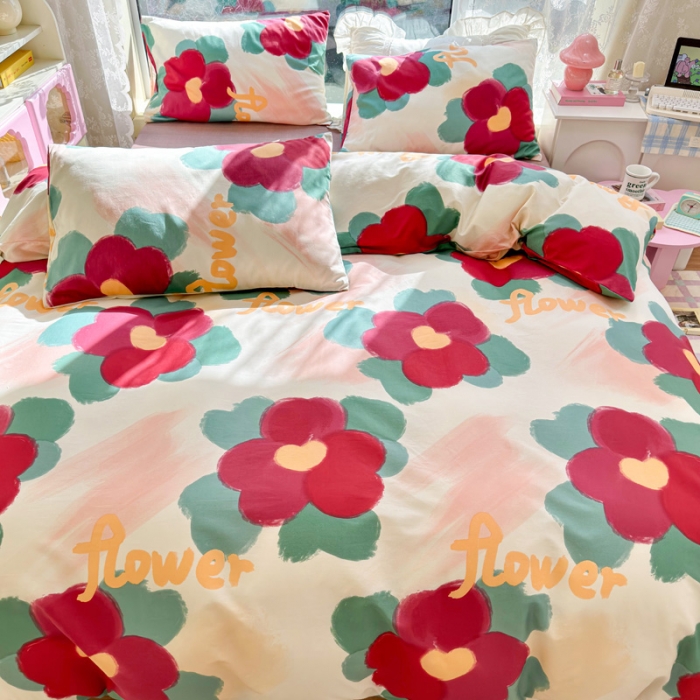 91家纺网 家纺一手货源 找家纺 花伞 2023直播新款40支高密全棉纯棉小清新单品被套 复古花