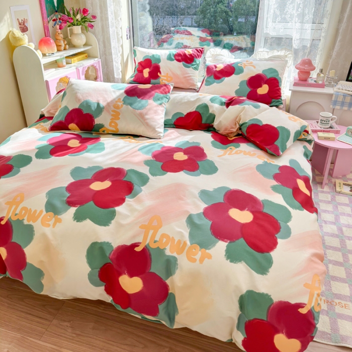 91家纺网 家纺一手货源 找家纺 花伞 2023直播新款40支高密全棉纯棉小清新单品被套 复古花