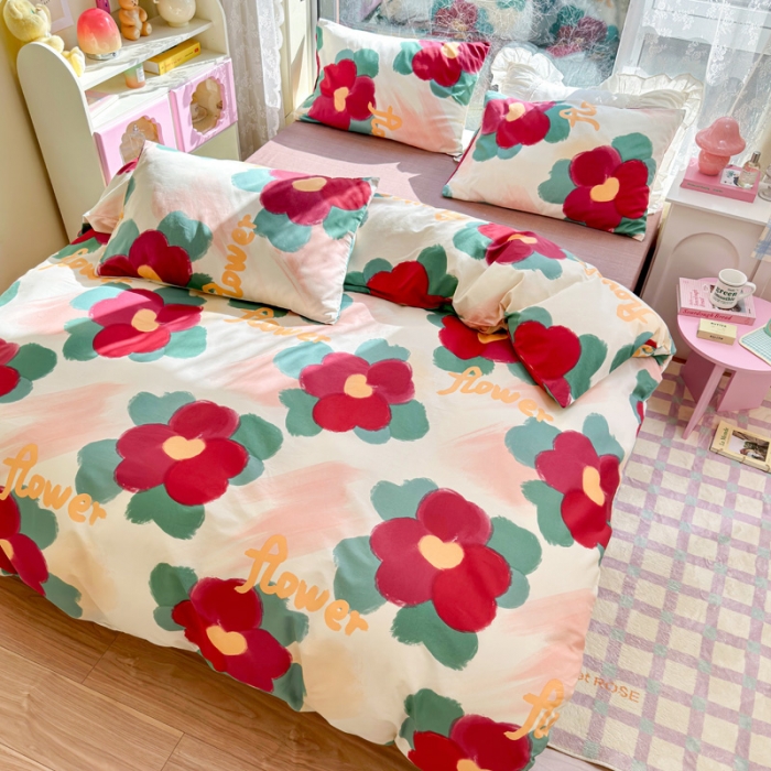 91家纺网 家纺一手货源 找家纺 花伞 2023直播新款40支高密全棉纯棉小清新单品被套 复古花