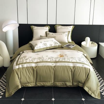 91家纺网 家纺一手货源 找家纺 （总）曼布缇 2025春夏新品100S澳棉长绒棉绣花四件套-爱琳