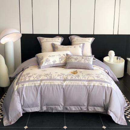 91家纺网 家纺一手货源 找家纺 （总）曼布缇 2025春夏新品100S澳棉长绒棉绣花四件套-爱琳