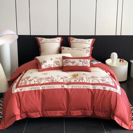 91家纺网 家纺一手货源 找家纺 （总）曼布缇 2025春夏新品100S澳棉长绒棉绣花四件套-爱琳